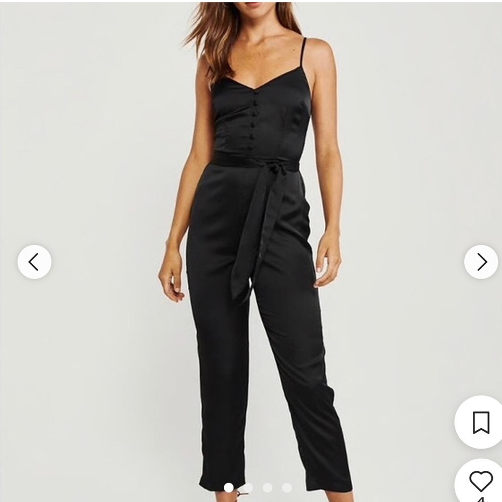 Abercrombie & Fitch Black Satin Jumpsuit